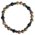 Bracelet H Unakite, Pierre de lave Perles rondes 8 mm 