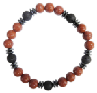 Bracelet H Jaspe Rouge et Pierre de lave Perles rondes 8 mm 