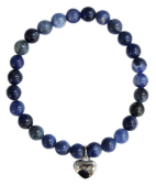 Bracelet Sodalite Perles rondes 6 mm Breloque coeur 