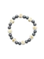 Bracelet Hématite Perles rondes 8 mm et Perles bois 1 cm 