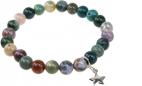 Bracelet Agate Multicolore Perles rondes 8 mm et Breloque Étoile 