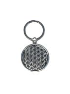 Porte-clés métal argenté Fleur de vie