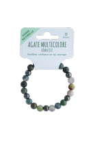 Bracelet Agate Multicolore et Hématite Perles rondes 8 mm (ancien) 