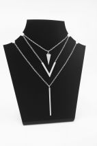 Collier triangle 3 rangs argenté 