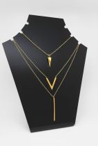 Collier triangle 3 rangs doré 