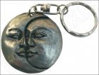 Porte-clefs maçonnique – Lune et soleil – Argent patiné 