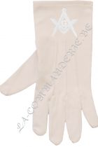 Gants brodés - Equerre Compas - Blanc - Taille L 