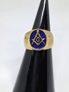 Chevalière émaillé bleu ( équerre compas ) 