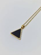 Collier doré triangle noir avec strass