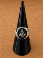 Chevalière maçonnique argentée noire